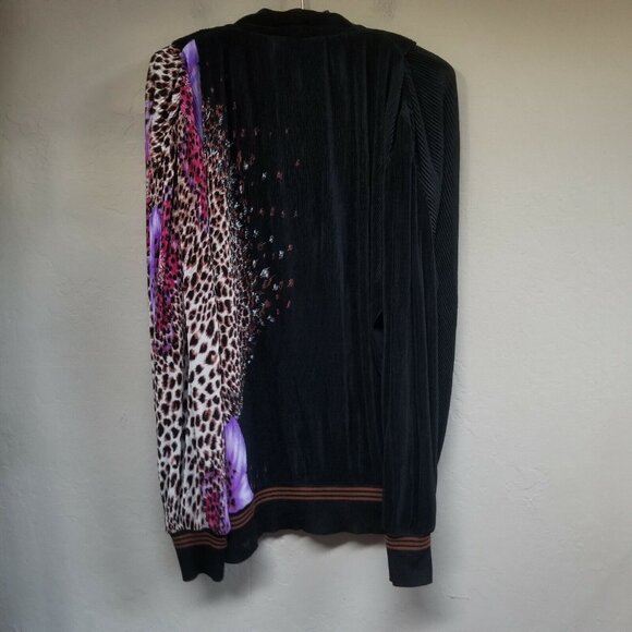 Vintage Virginie Paris Womens Long Sleeves Cowl Neck Top Animal Print Black Soft - Picture 3 of 7
